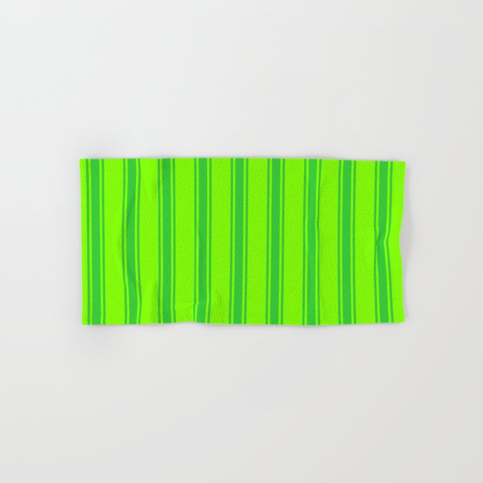 Chartreuse & Lime Green Colored Lines/Stripes Pattern Hand & Bath Towel