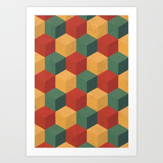 Retro Cubic Art Print