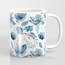 Watercolor blue floral and greenery design Coffee Mug
