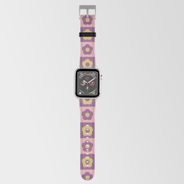 Retro Checkered Daisies, Purple, Blush, Green Apple Watch Band