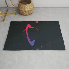 Blue and red planet Rug | Acrylic, Black And White, Vector, Pattern, Milky, Watercolor, Planet, Galaxy, Red, Sun 