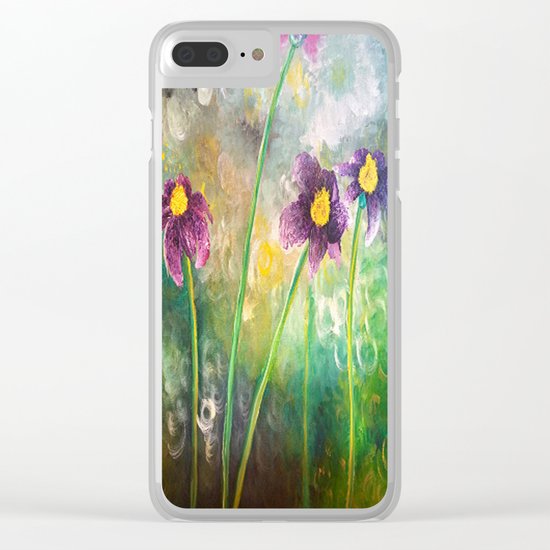 Purple Flower Clear iPhone Case