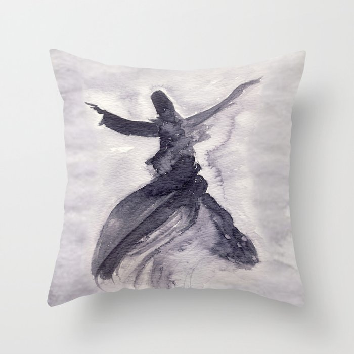 whirling dervish - sufi meditation - ink wash Throw Pillow