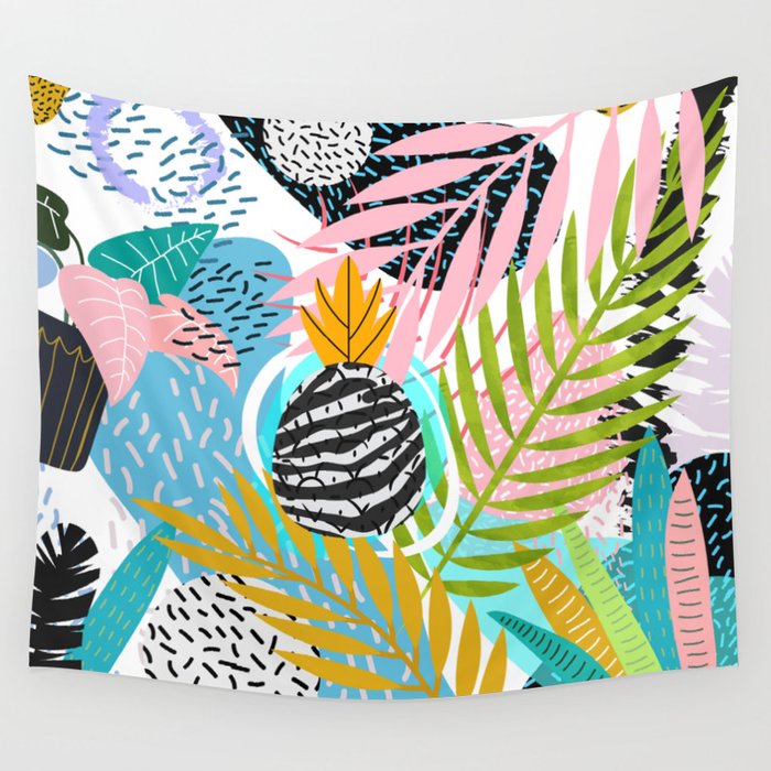 abstract palm leaves Wall Tapestry