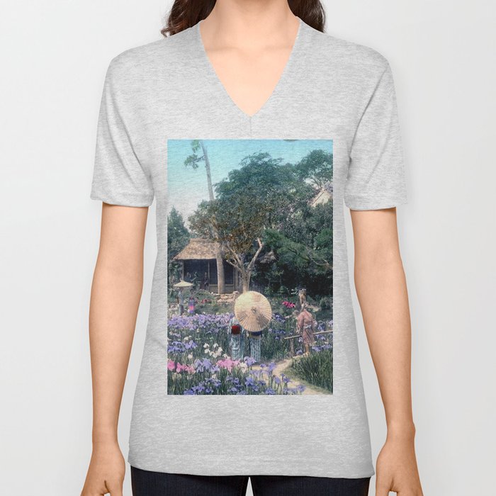 Vintage Japanese Iris Garden (1870) Photo Print V Neck T Shirt