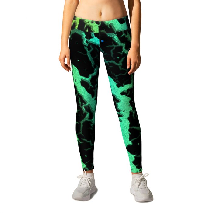 Cracked Space Lava - Lime/Cyan Leggings