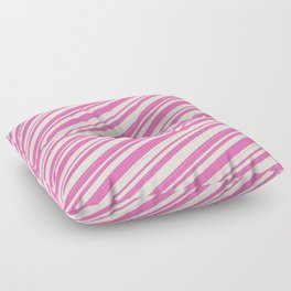 [ Thumbnail: Hot Pink & Beige Colored Lines Pattern Floor Pillow ]