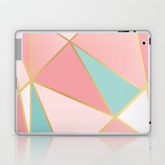 Rose Gold / Blue Triangles Laptop & iPad Skin