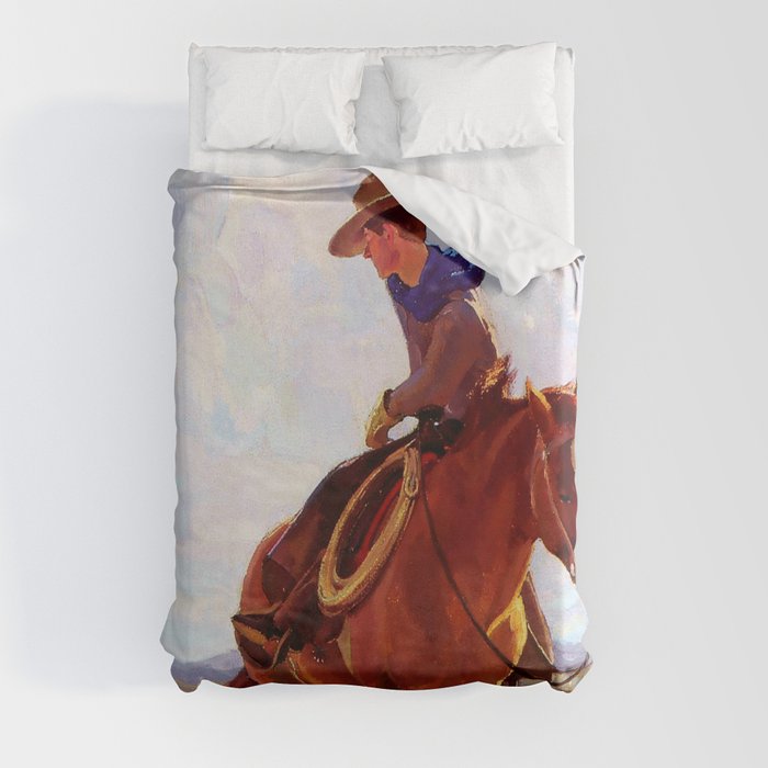 “Horse Herder” by W Herbert Dunton Duvet Cover