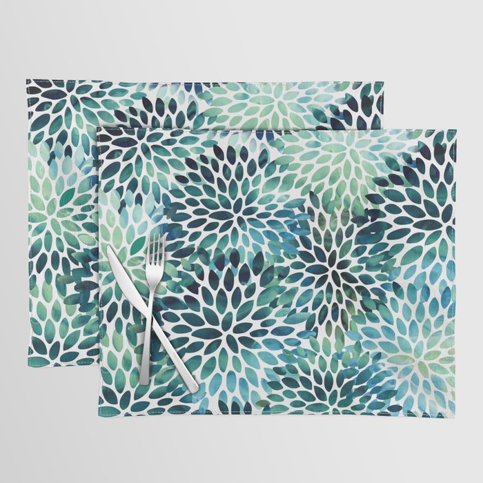 Floral Watercolor, Navy, Blue Teal, Abstract Watercolor Placemat