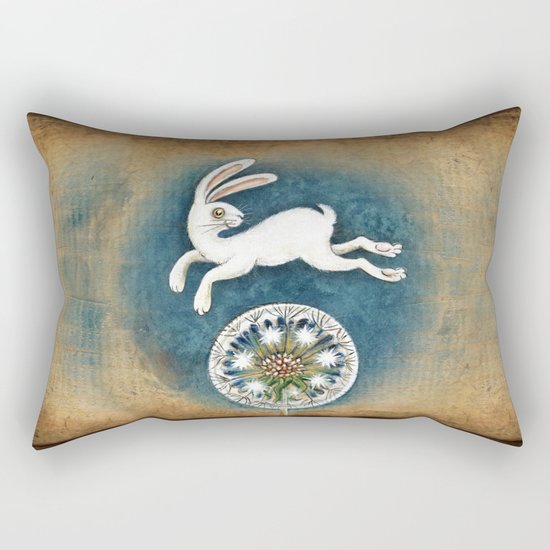 Rabbit with dandelion Rectangular Pillow