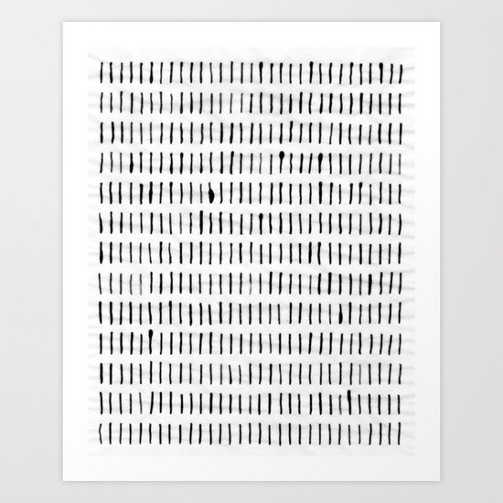 Black Ink Woodstock Pattern on White Art Print