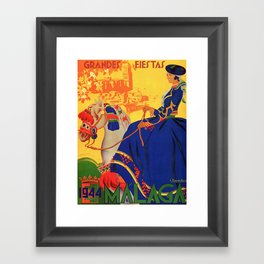 1944 Malaga Grandes Fiestas Spain Travel Poster Framed Art Print