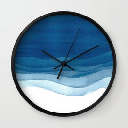 Watercolor blue waves Wall Clock