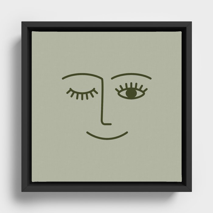 Wink (Green) Framed Canvas