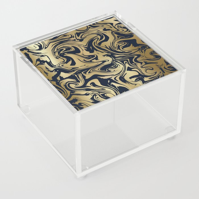 Marble Swirl in Navy and Gold Acrylic Box