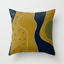 Navy and Gold Abstract Throw Pillow