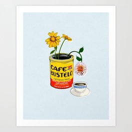 El Cafe - coffee loteria card without text / blue Art Print