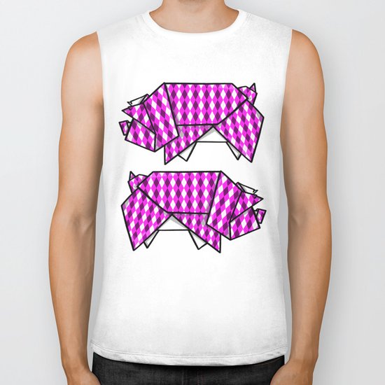 Origami Pig Biker Tank