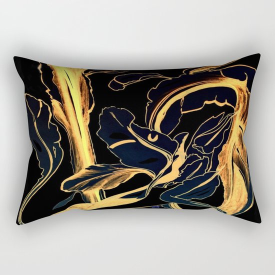 Plant in Blue Marker - Leaf of Life Miracle Leaf - Black and Gold Rectangular Pillow