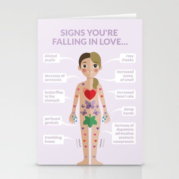 Signs Of Falling In Love Kids Infographic Stationery Cards By