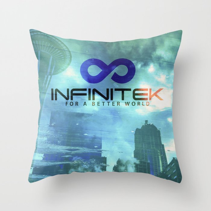 Space Needle - Infinitek Headquarters Seattle Throw Pillow