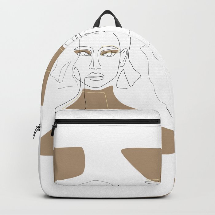 Chic Tan / Beige girl face with short hairstyle Backpack