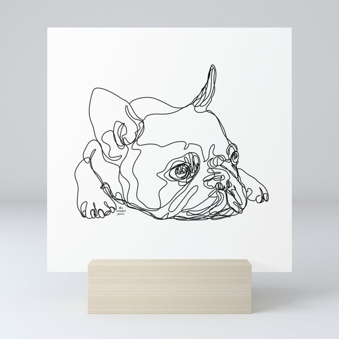 French Bulldog Puppy One Line Drawing Mini Art Print
