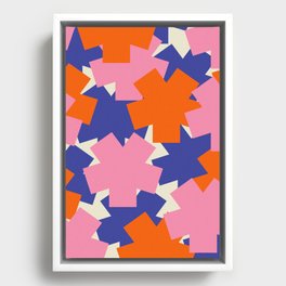 Pop Star Contemporary Abstract Pattern Blue Pink Orange Framed Canvas