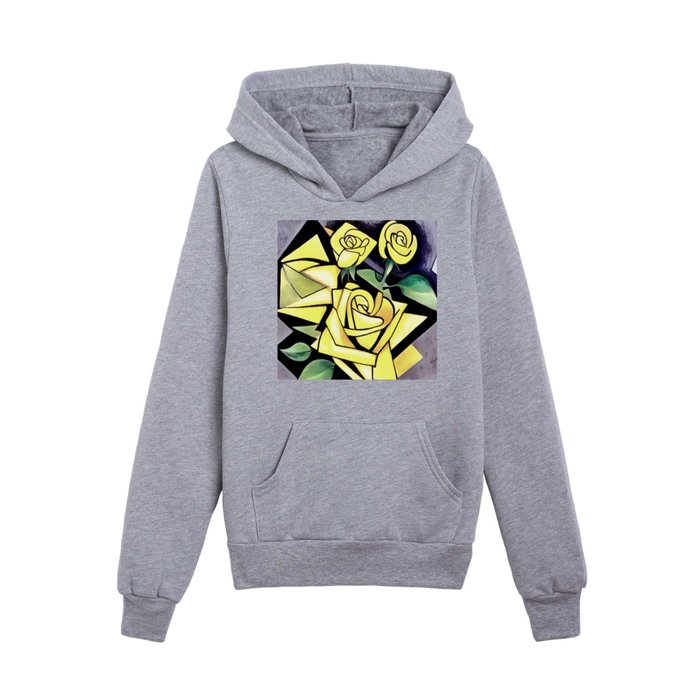 Flowers From A Friend Geometric Yellow Roses Kids Pullover Hoodie
