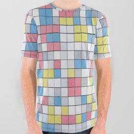 Piet Mondrian (1872-1944) - COMPOSITION WITH GRID 9 - Checkerboard Composition with Light Colors - 1919 - De Stijl (Neoplasticism), Abstraction - Oil - Digitally Enhanced Version II - All Over Graphic Tee