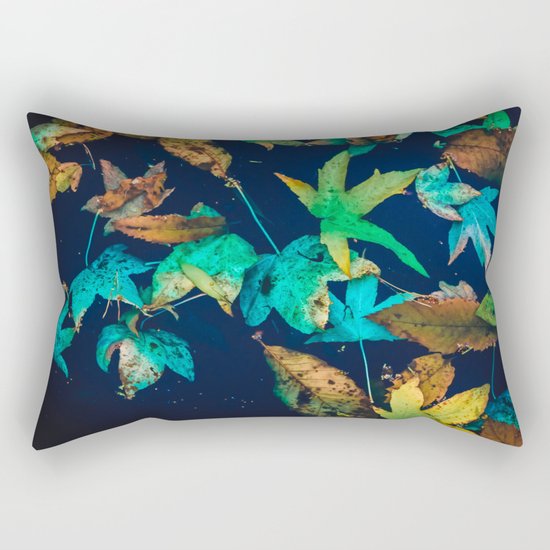 Blue Leaves Rectangular Pillow