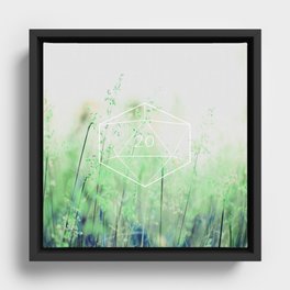 "May all your rolls be crits" floral d20 pattern Framed Canvas