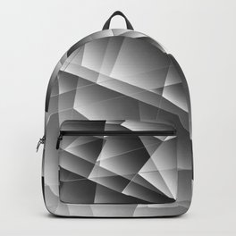 Exclusive monochrome pattern of chaotic black and white shards of glass, paper and ice floes. Backpack