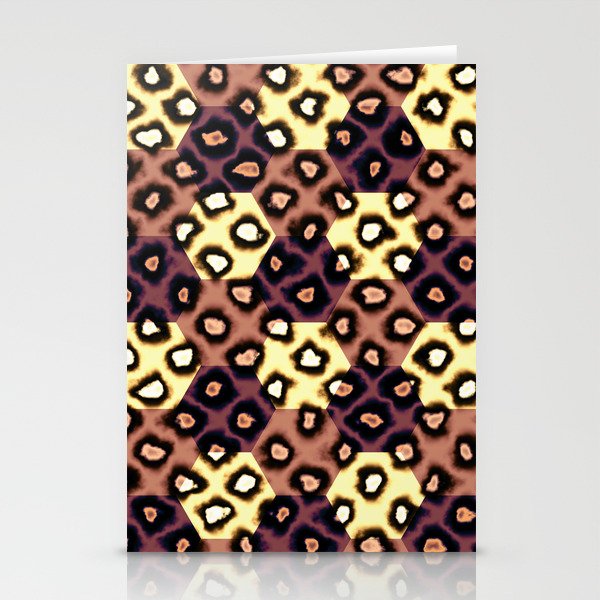 Hexagon leopard print Stationery Cards