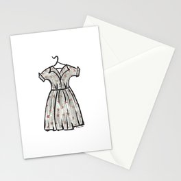 Vintage Grey Floral Dress Stationery Cards