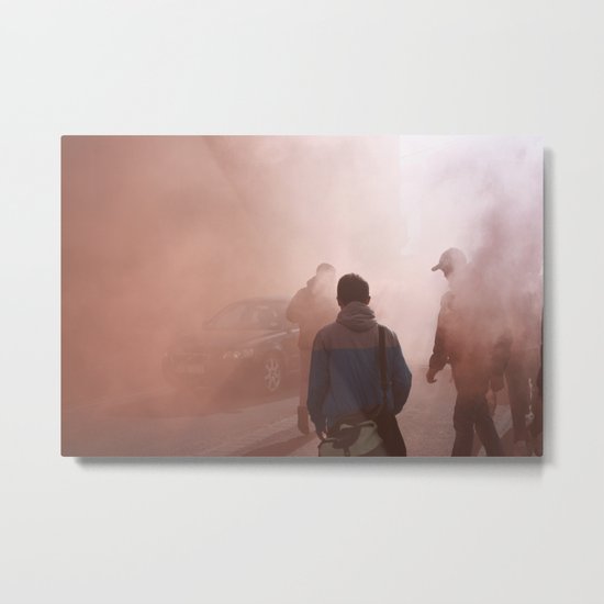 Red Smoke Streets Metal Print