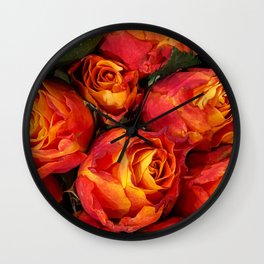 Vibrant Burnt Orange and Yellow Bose Bouquet  Wall Clock