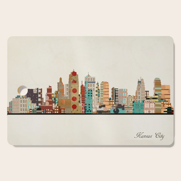 Kansas City Skyline Cutting Board By Bribuckley