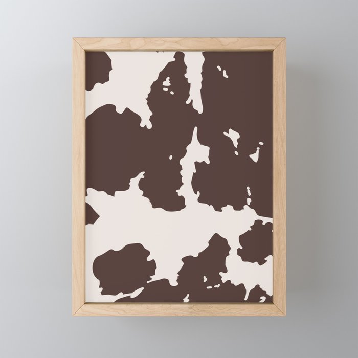 Howdy Cowhide in Brown + Tan Framed Mini Art Print