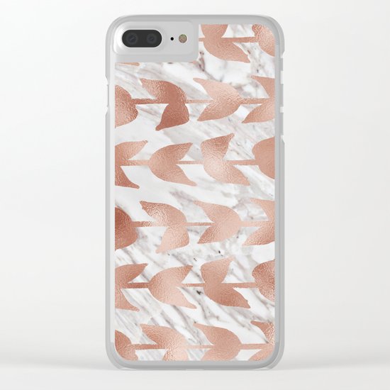 Rose gold vines on marble Clear iPhone Case