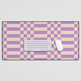 Checkered Stripes pattern lilac Desk Mat