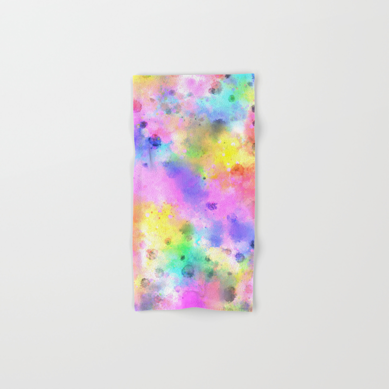 Pastel Rainbow Watercolor Abstract Painting With Dots Splashes Hand Bath Towel By Limolida Society6