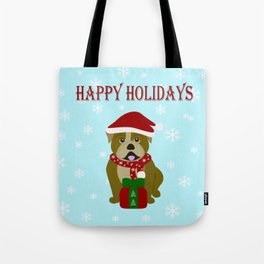Happy Bulldog Holidays Tote Bag