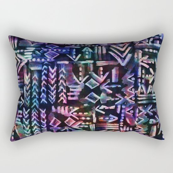 Tapa Tribal Black Rectangular Pillow