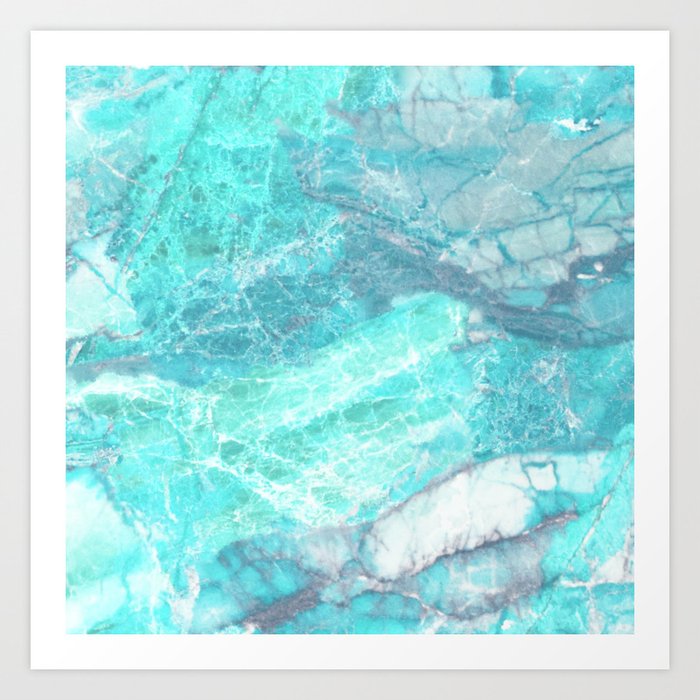 Marble Turquoise Blue Agate Art Print