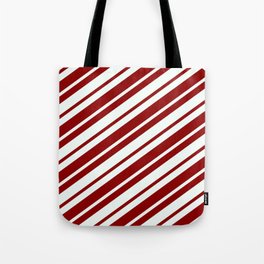 [ Thumbnail: Mint Cream & Dark Red Colored Striped Pattern Tote Bag ]