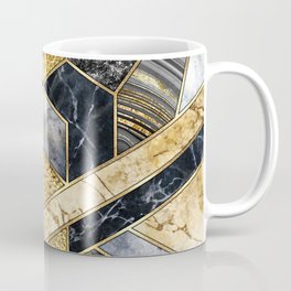 Art Deco Stylish Geometric Gold, Black, White Marble Modern Abstract Design II Coffee Mug