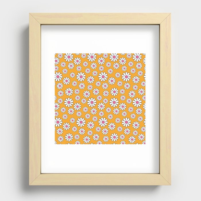 70s Retro Floral Pattern 12 Recessed Framed Print