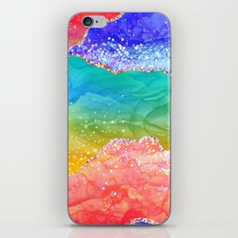 Vibrant Rainbow Glitter Agate Texture 03 iPhone Skin